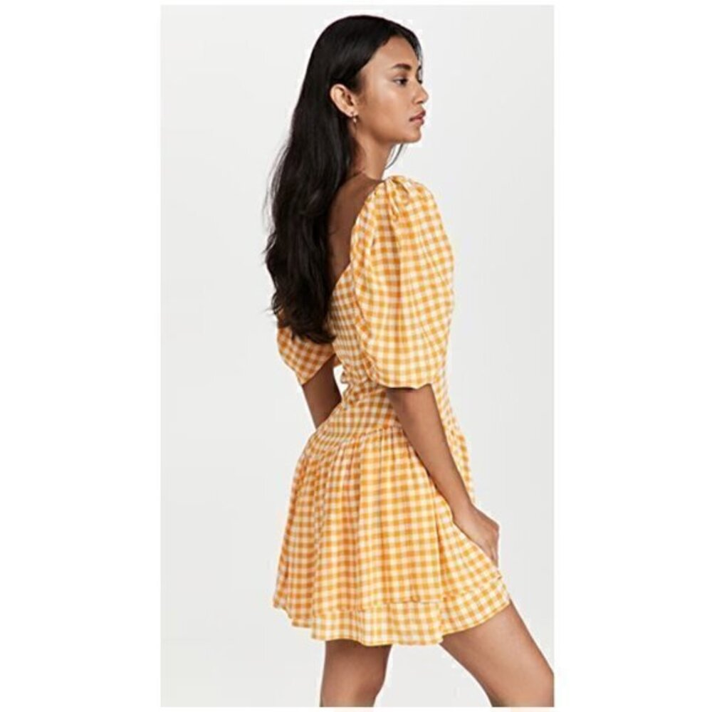 NWT CAROLINE CONSTAS Quinn Gingham Yellow Dress